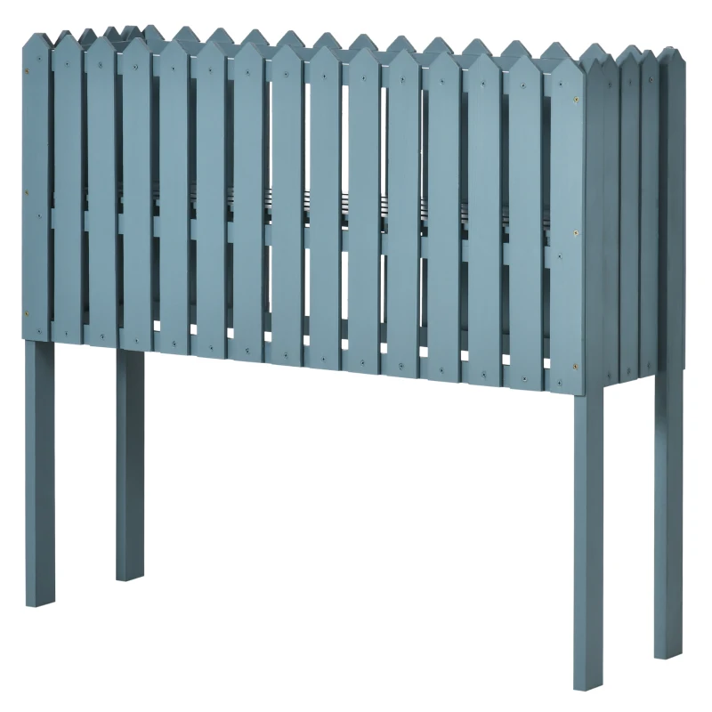 Outsunny 2-in-1 Gartenzaun und Pflanzenständer, wetterfester Anstrich, Massivholz, blau, 100 x 30 x 90 cm