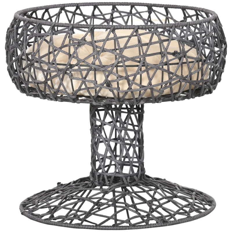 PawHut Katzenbett in Weinglasform, inkl. waschbarem Kissen, Katzenkorb, Haustierbett, Violett