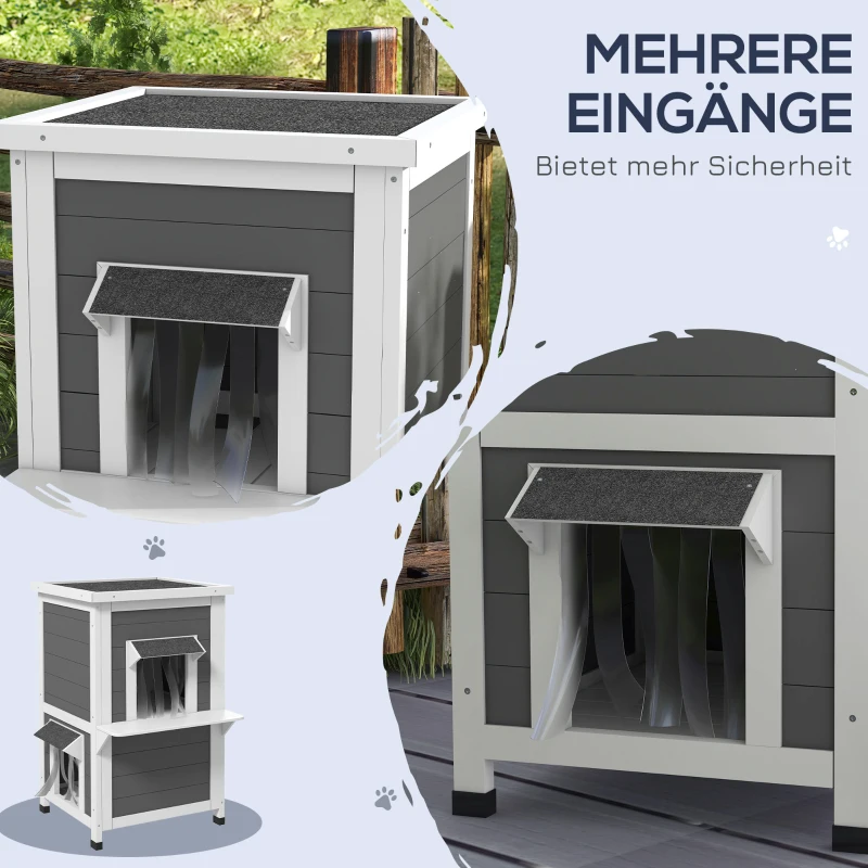 PawHut Dom dla kotów z dwoma piętrami