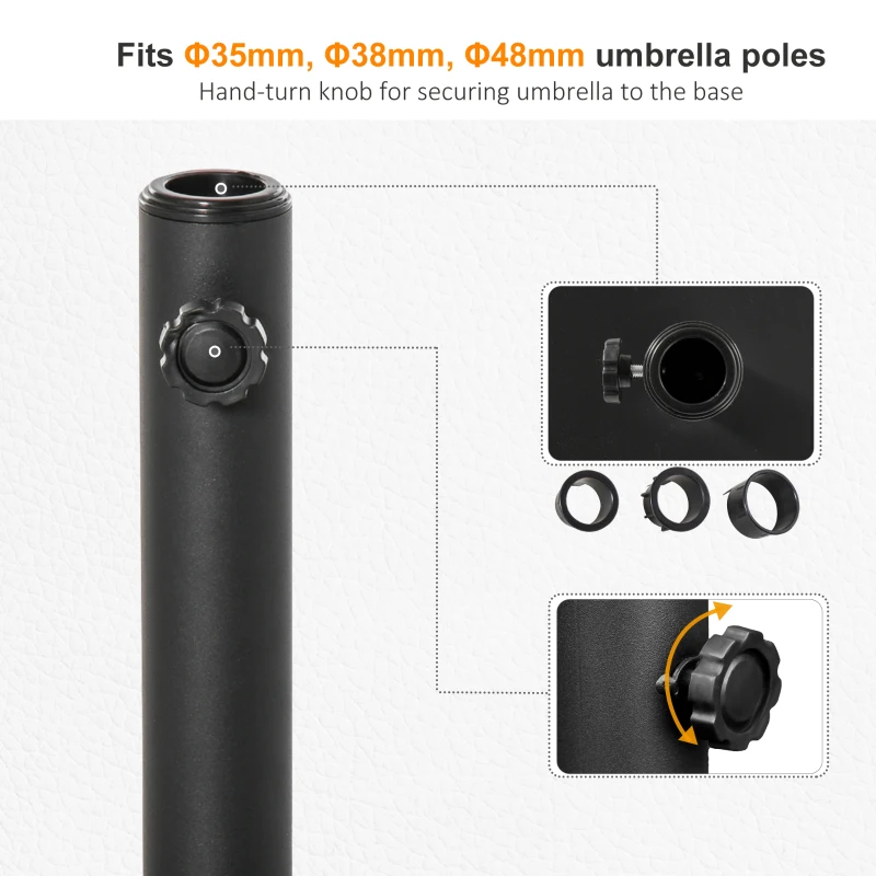 Outsunny 11kg Square Cement Parasol Base - Concrete Umbrella Weight Stand Holder for Patio Outdoor Garden, Black