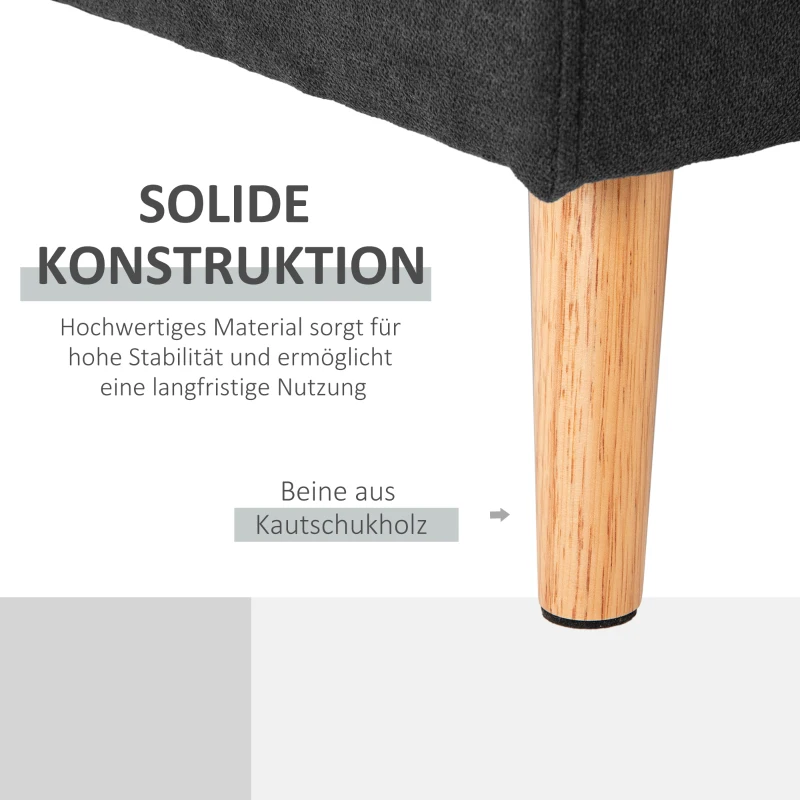 HOMCOM 3-zits hoekbank, linnenlook, omkeerbare chaise longue, 193x136x85 cm, zwart(m-7)