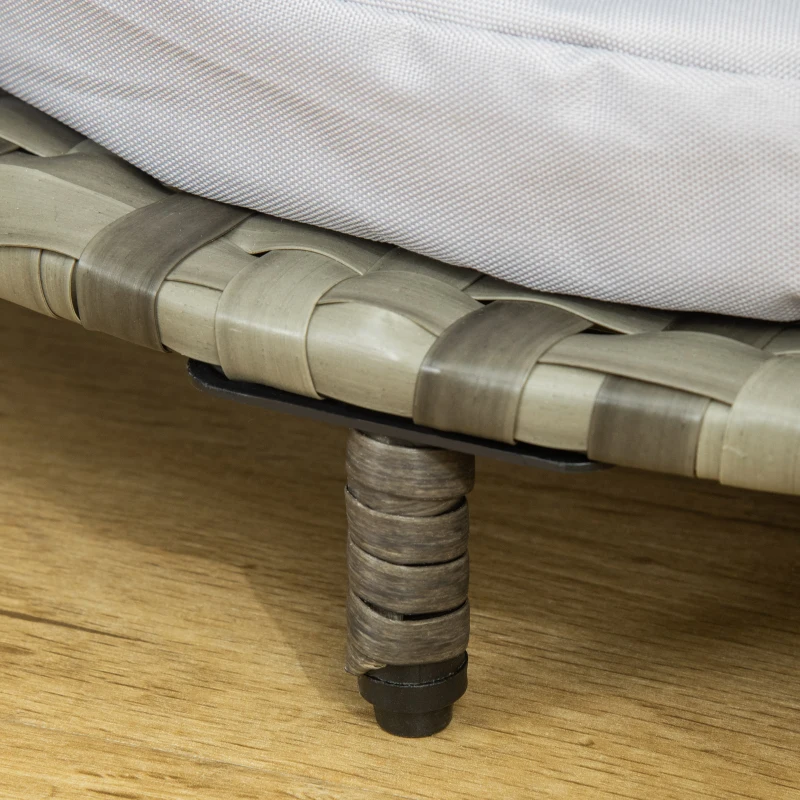 PawHut Sofa dla psa/kota z poduszką, legowisko dla małych psów, PE-rattan, Szary, Ø75 x 75 x 20 cm