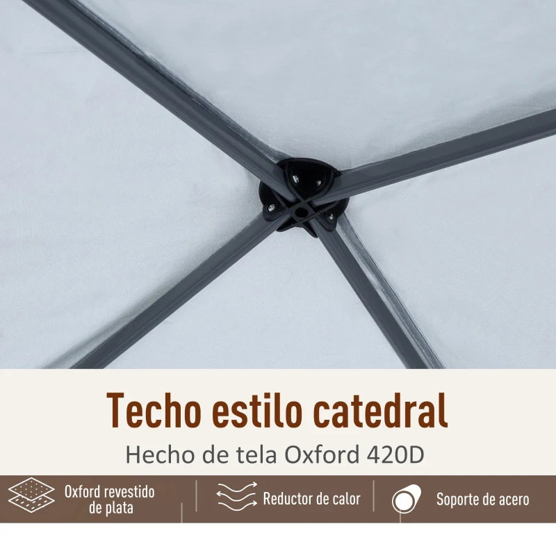 Outsunny Carpa Plegable 3x3 m Cenador de Jardín con 4 Paredes Laterales de Malla 8 Orificios de Drenaje Impermeable y Bolsa de Transporte Gazebo para Exterior Jardín Patio Fiestas Blanco