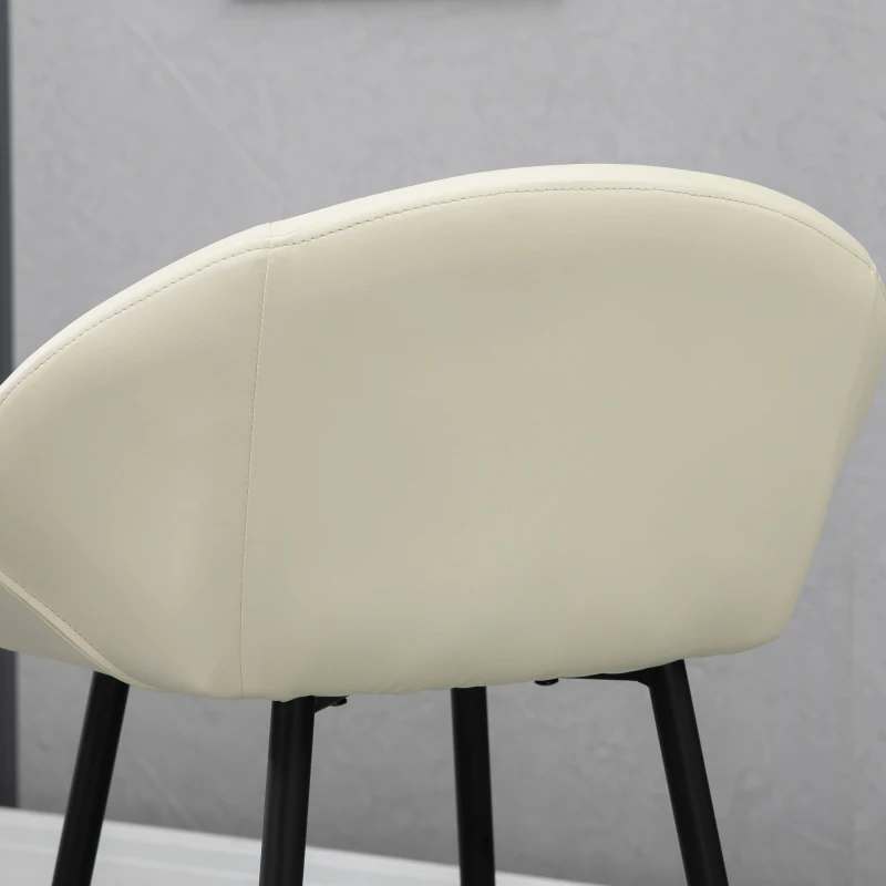 HOMCOM Juego de 2 Taburetes Altos de Cocina Tapizado en PU Taburetes de Bar Estilo Moderno 54x48,5x96 cm Crema