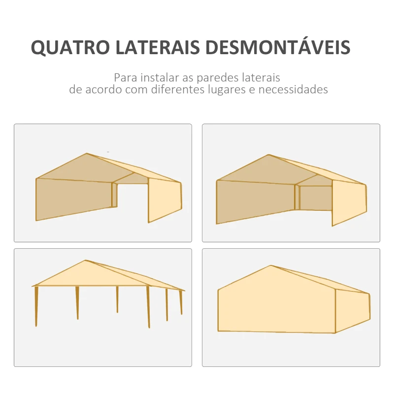 Outsunny Tenda de Jardim 583x293 cm Tenda para Festas com 4 Janelas 2 Portas com Fecho de Correr 6 Paredes Laterais  Branco