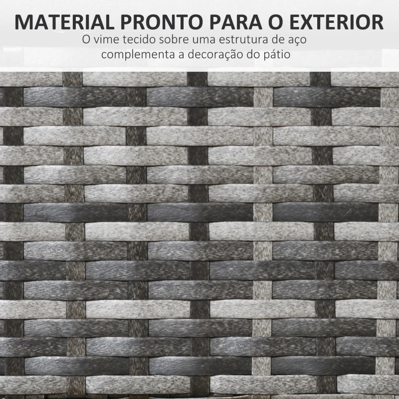 Outsunny Conjunto de Refeição de Jardim em Vime Sintético Conjunto de 7 Peças Inclui 6 Cadeiras com Almofadas e Mesa de Metal Cinza