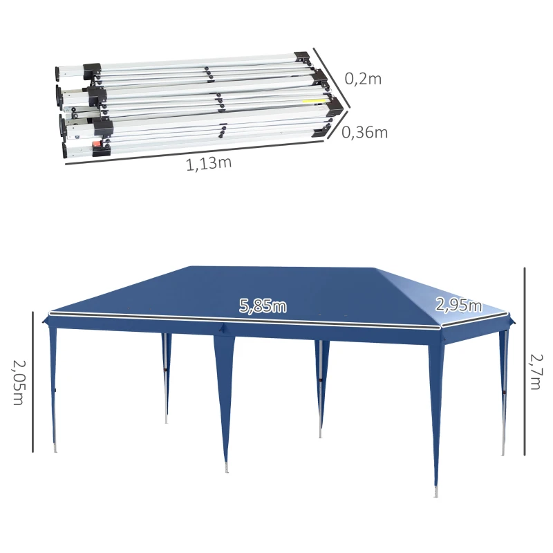 Outsunny 6 x 3(m) Garden Large Gazebo Canopy Waterproof Outdoor Party Tent Marquee(m-3)