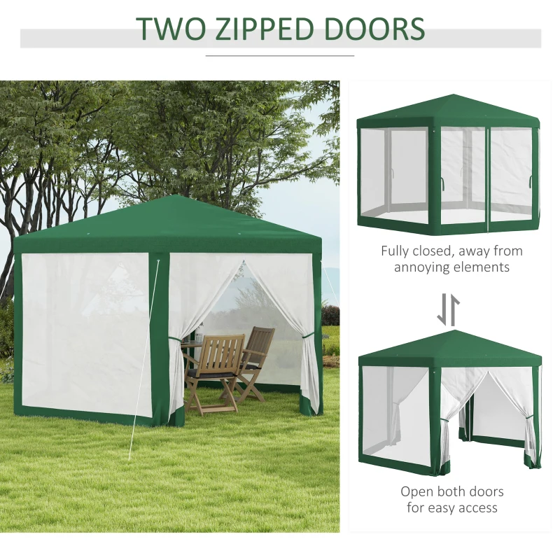 Outsunny 4m Hexagon Gazebo Party Tent, Screen House Patio Canopy Event Shelter for Activities, Shade Resistant, Green