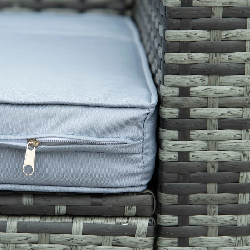 Outsunny 4 Pieces Rattan Garden Furniture Sets Wicker Patio Conservatory Dining Set with Corner Sofa Loveseat Coffee Table Cushions for Balcony Backyard Pool Grey