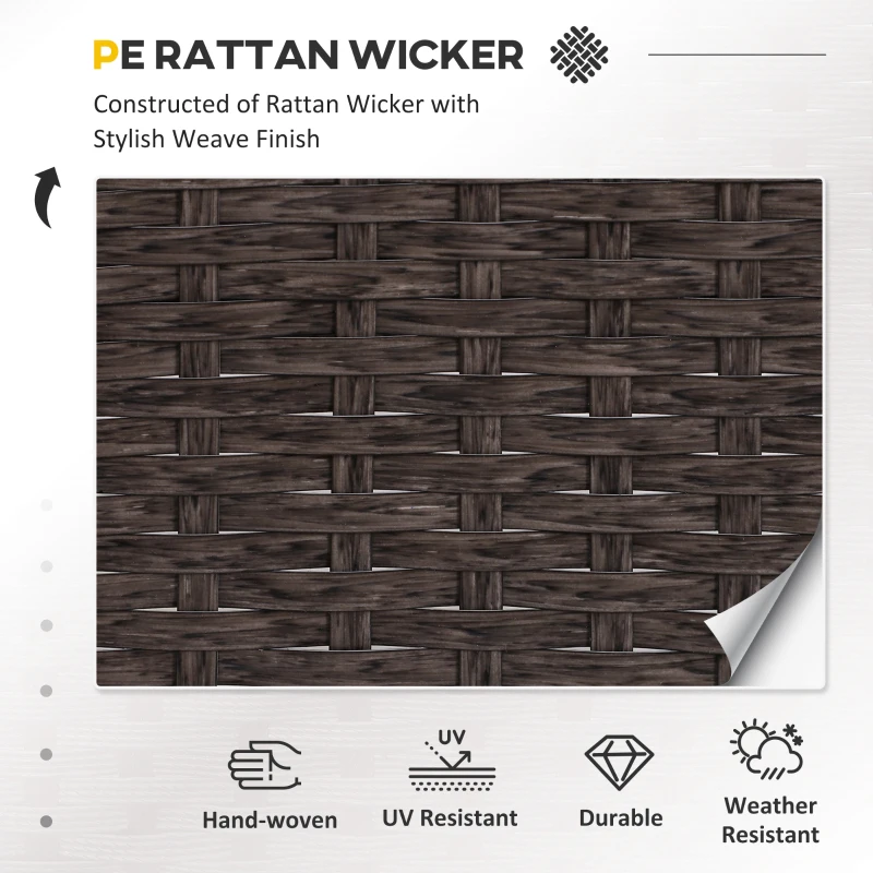 Outsunny 5 Pieces PE Rattan Garden Furniture Set - With 10cm Thick Padded Cushions, Wicker Weave Outdoor Seating Chairs Including 2 Armchairs, 2 Stools, and Glass Top Table, Brown