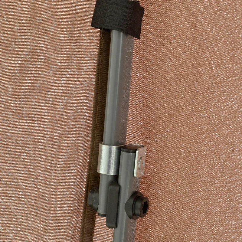 Outsunny 3.2m Pop Up Gazebo Hexagonal Canopy Tent for Outdoor Sun Protection - Includes Mesh Sidewalls and Handy Bag, Brown