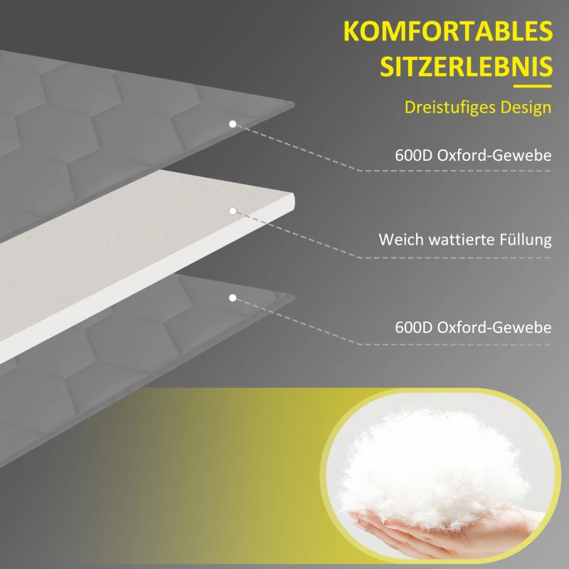 Outsunny Zonnebed Ligstoel Tuinligstoel, inklapbaar, inclusief kussen, weerbestendig; 188 cm x 65 cm x 36 cm, Grijs + Zwart