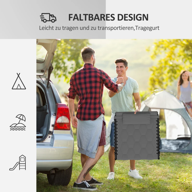 Outsunny Zonnebed Ligstoel Tuinligstoel, inklapbaar, inclusief kussen, weerbestendig; 188 cm x 65 cm x 36 cm, Grijs + Zwart