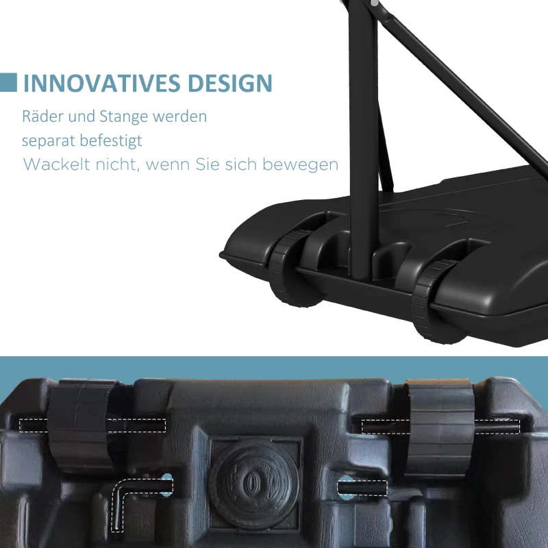 Kosz do koszykówki SPORTNOW z podstawą, regulowany wysokościowo, z kółkami i odporną na pękanie tylną ścianką, stojak na tablicę do koszykówki 220-250 cm, dla dorosłych, stalowy