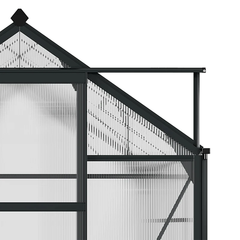 Outsunny 6 x 8ft Polycarbonate Greenhouse, Large Walk-In Green House with Slide Door and Window, Garden Plants Grow House with Aluminium Frame and Foundation, Grey(m-9)