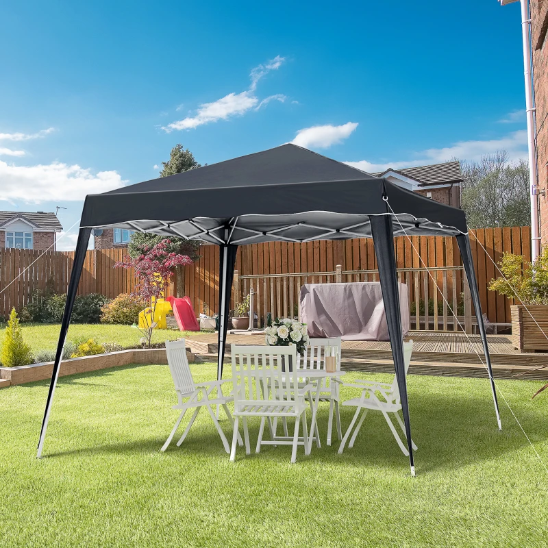 Outsunny Slant Leg Pop Up Gazebo - Comes with Carry Bag, Height Adjustable Party Tent, Instant Event Shelter for Garden, Patio (3 M × 3 M Base / 2.5 M × 2.5 M Top, Black)