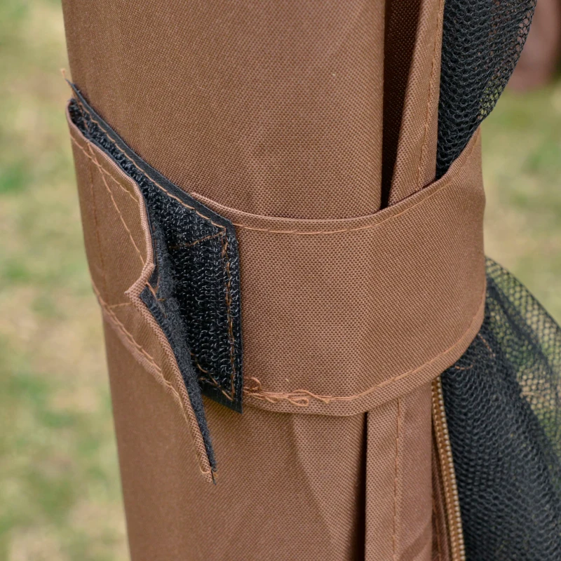 Outsunny 3.2m Pop Up Gazebo Hexagonal Canopy Tent for Outdoor Sun Protection - Includes Mesh Sidewalls and Handy Bag, Brown