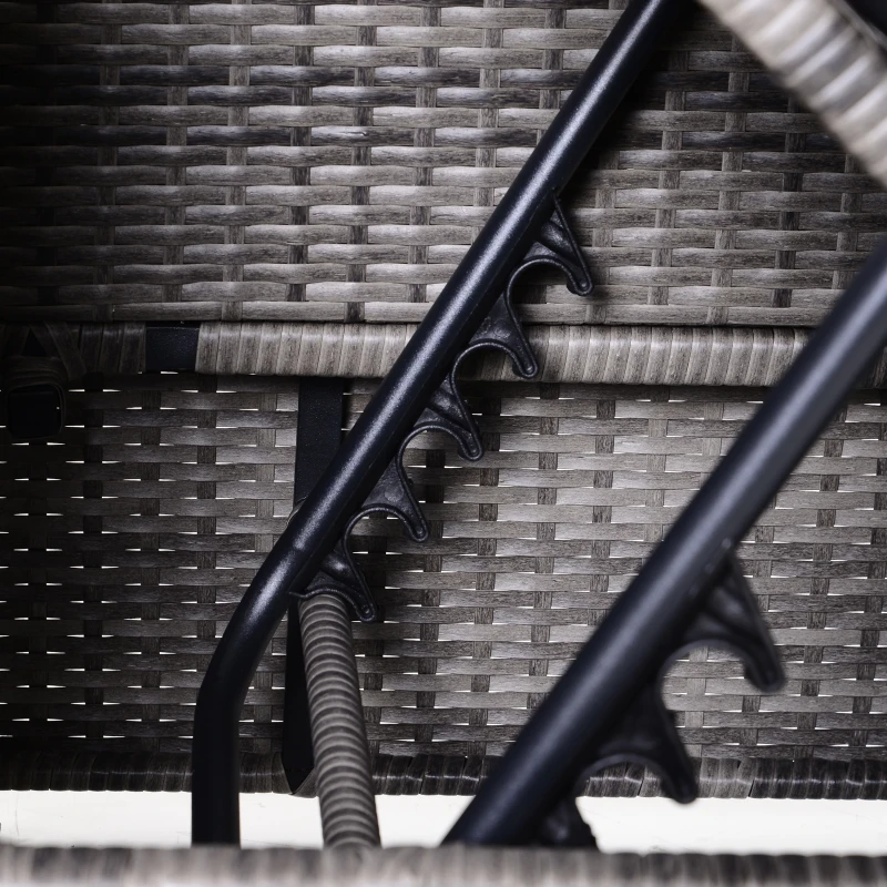 Outsunny Dreiteiliges Gartenmöbel Set, Sofa, Beistelltisch mit Stauraum, 5-Stufig Rückenlehne, PE-Rattan, Grau, (Sofa) 130 x 64 x 62 cm