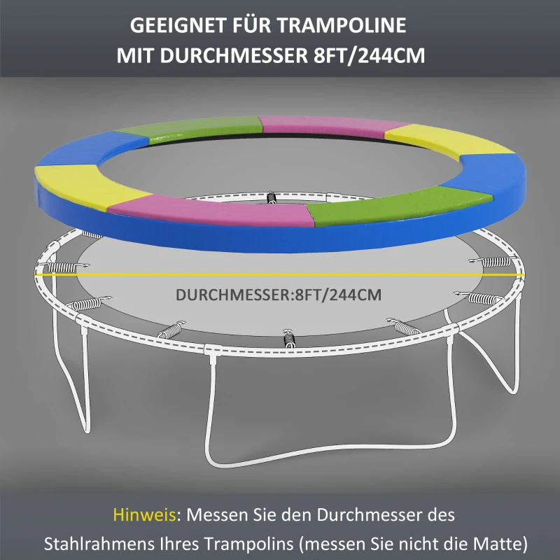 SPORTNOW Waterdichte vervangende randafdekking voor trampolines, scheurbestendig, Ø244 cm, kleurrijk
