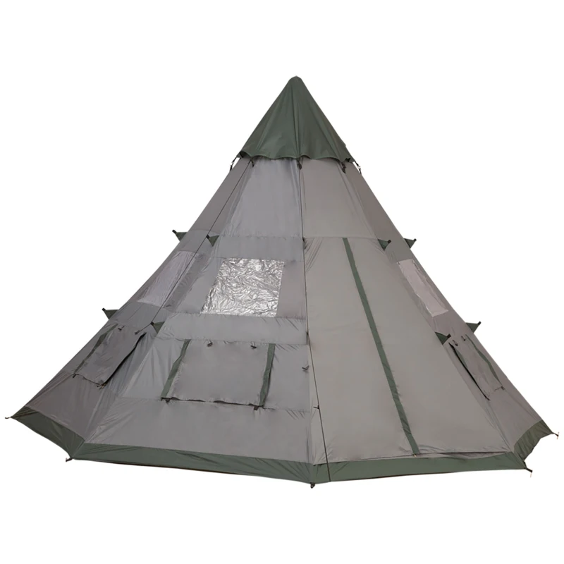 Outsunny 6-Person Outdoor Metal Frame Camping Tent w/ Carrier Bag Grey