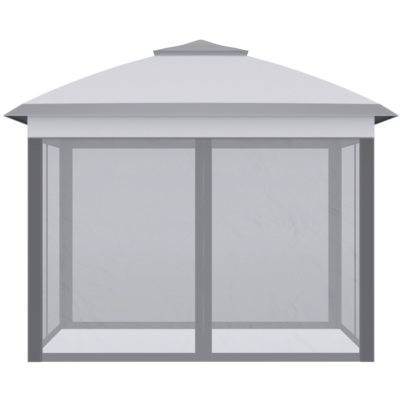 Outsunny 330cm x 330cm Pop Up Canopy, Double Roof Foldable Canopy Tent with Zipped Mesh Sidewalls, Height Adjustable and Carrying Bag, Event Tent for Patio Garden, Grey(m-8)