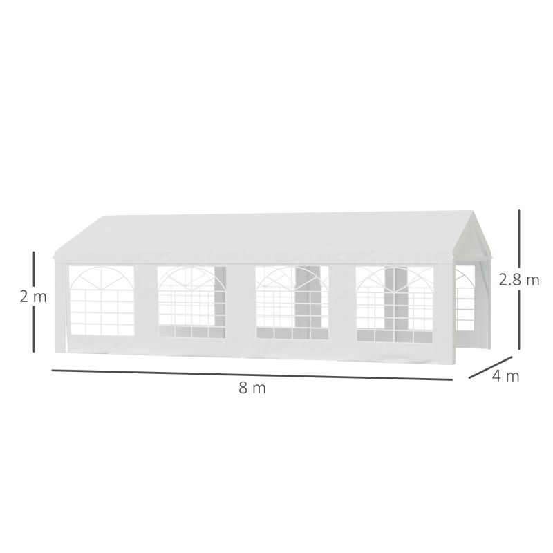 Outsunny Tonnelle de Réception avec 8 Fenêtres Blanc 7,98L x 3,92l x 2,8H m