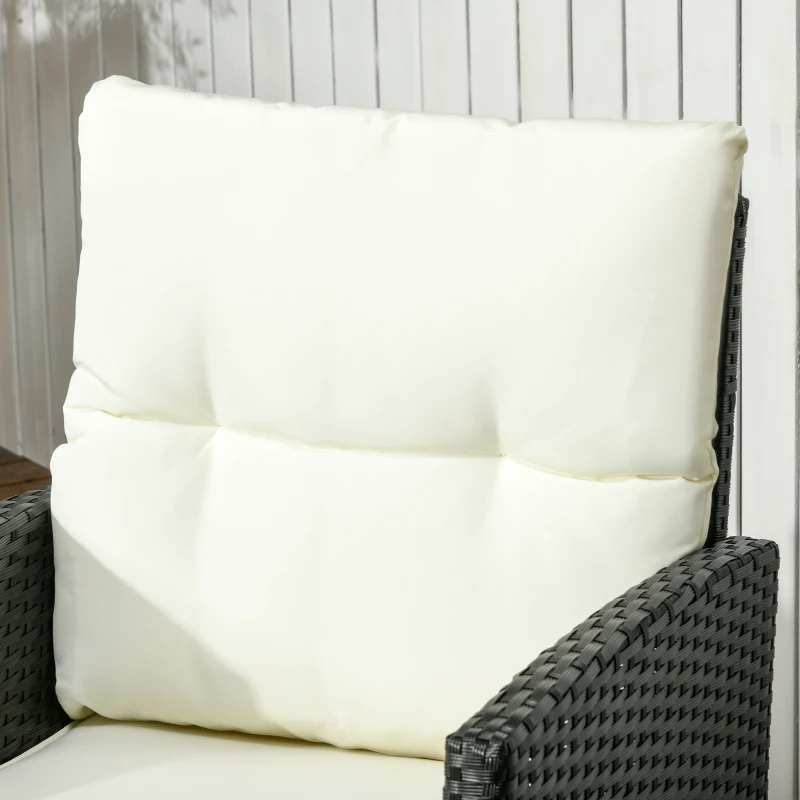 Outsunny 5 Seater Rattan Garden Furniture Set with Cushions, 6 Piece Patio Rattan Furniture Sofa Set with Armchairs,  Footstools, Glass Table for Conservatory, Cream White