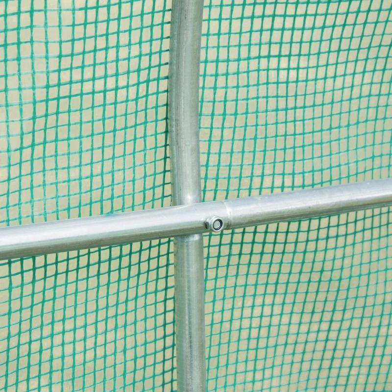 Outsunny Walk-in Polytunnel Greenhouse - Outdoor Garden Tunnel Greenhouse Tent with Zipped Roll-Up Door and 8 Mesh Windows, 6 x 3M