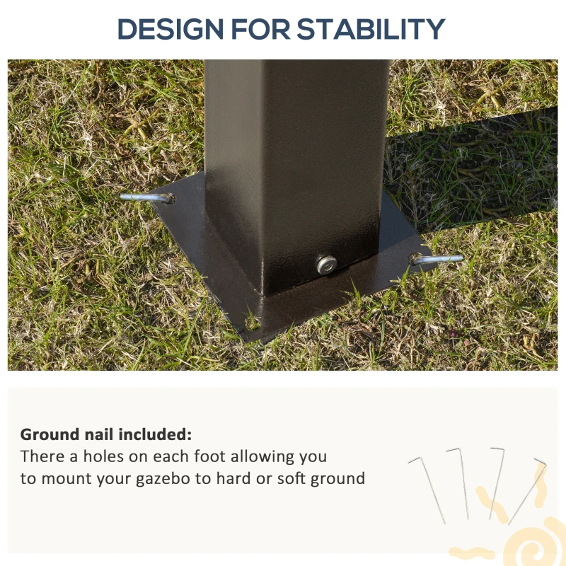 Outsunny Gazebo Canopy Tent Side Wall Curtain Shelter UV50+ Brown Garden Patio