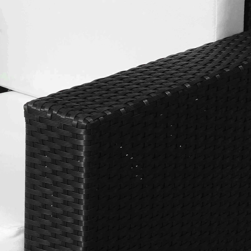 Outsunny Single Seater Rattan Chair Sofa - 10 cm Thick Padded Cushion, All-Weather PE Wicker Weave Garden Armchair with Armrests, Black