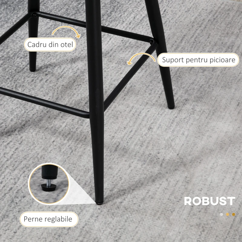 Homcom Set 2 Scaune de Bar – Moderne, Tapitate cu Casmir Artificial