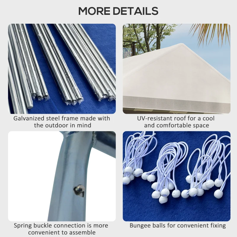 Outsunny 4 x 4m Garden Gazebo with Sides - Galvanised Marquee Party Tent Featuring Four Windows and Double Doors, Ideal for Parties, Weddings, and Events