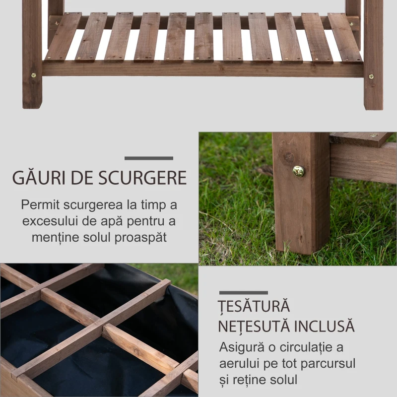 Outsunny Jardiniera din lemn pentru gradina, 123x54x74cm, maro