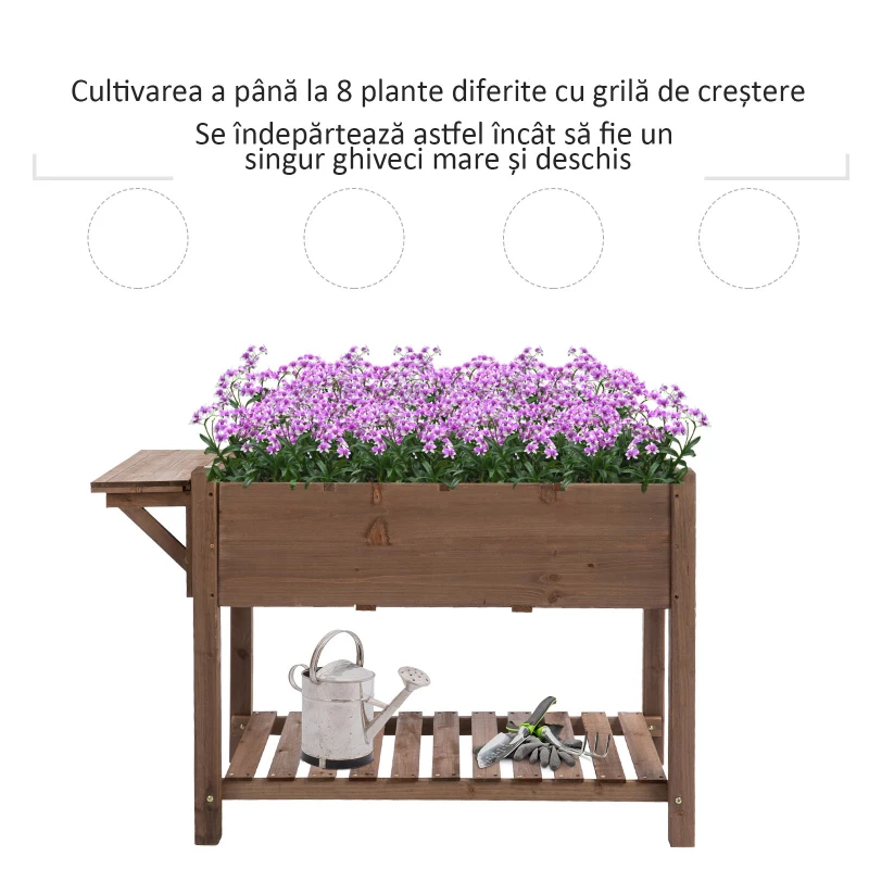 Outsunny Jardiniera din lemn pentru gradina, 123x54x74cm, maro