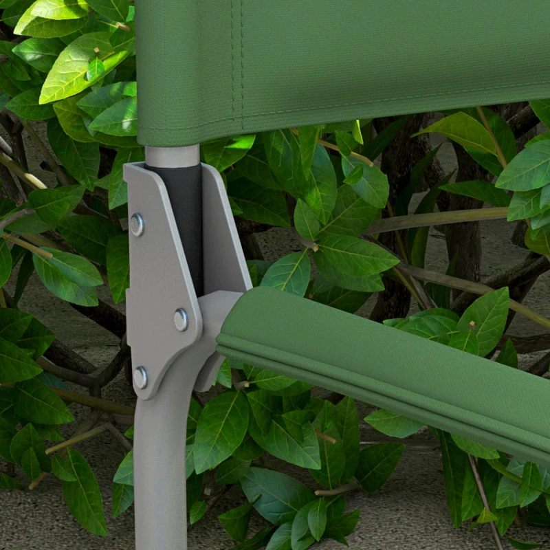 Outsunny Sedia da Campeggio Pieghevole con Tavolino Laterale, in Metallo e Tessuto Oxford, 81x51x87 cm, Verde