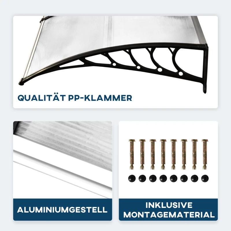 Outsunny Zadaszenie ochronne, osłona przeciwsłoneczna i przeciwdeszczowa, włącznie z uchwytem ściennym, 295x90 cm, Biały