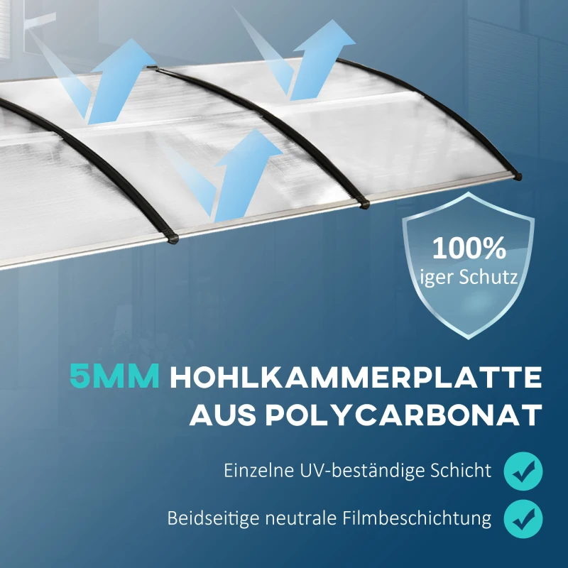 Outsunny Zadaszenie ochronne, osłona przeciwsłoneczna i przeciwdeszczowa, włącznie z uchwytem ściennym, 295x90 cm, Biały