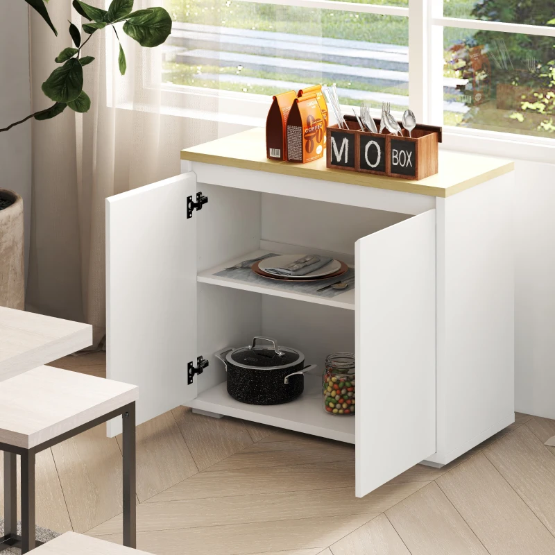 HOMCOM Kitchen Sideboard, Storage Cabinet with Double Doors and Adjustable Shelf for Living Room, Entryway, White