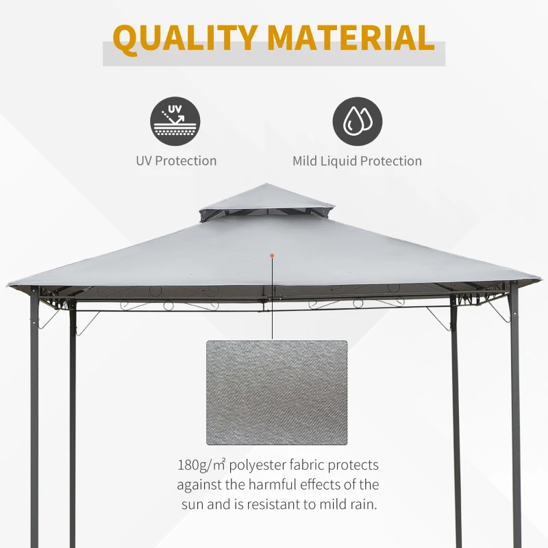 Outsunny 3x3(m) Outdoor Patio Gazebo, Steel Canopy Tent Pavilion with 2-Tier Roof Top, Garden Sunshade, Grey