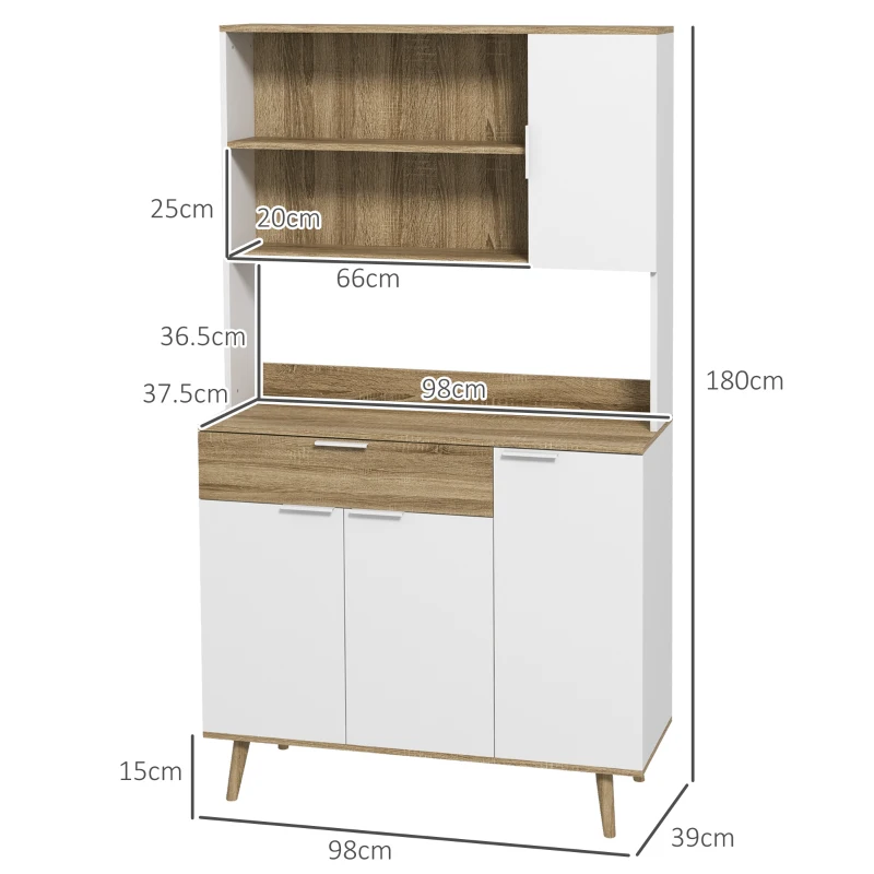 Homcom Dulap Modern 180 cm – Cu Usi, Sertare si Rafturi de Depozitare(m-3)
