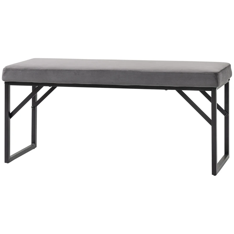 HOMCOM Upholstered Bench with Cushion, Shoe Bench, Hallway Bench, incl. Padding, Dark Gray + Black