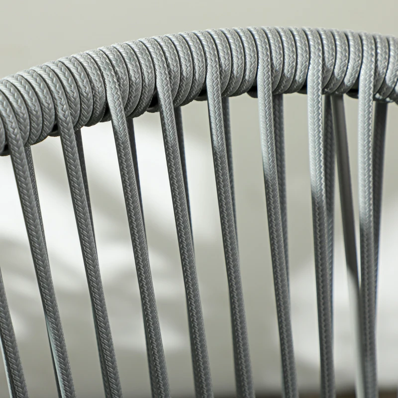 Outsunny Tuinset, 2 Stoelen & 1 Tafel met Glazen Blad, Rattan look, weerbestendig, Metalen frame, Grijs