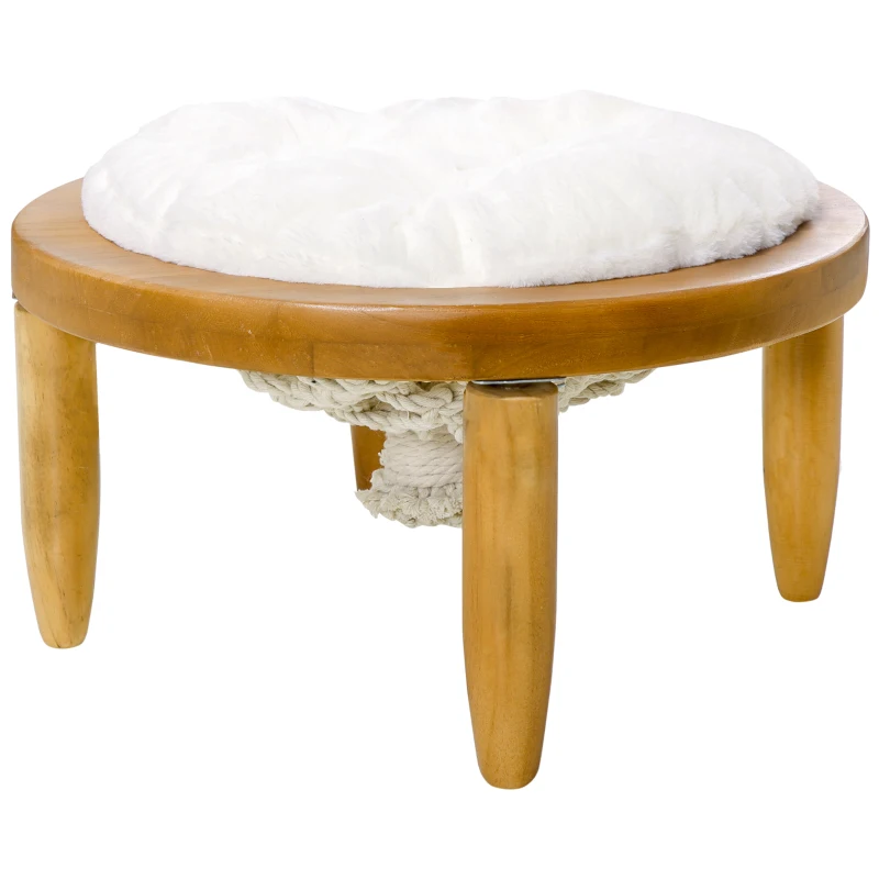 PawHut Katzenhängematte inkl. waschbaren Kissen, Katzenbett, Haustierbett, 50 cm x 50 cm x 27 cm, Natur + Braun