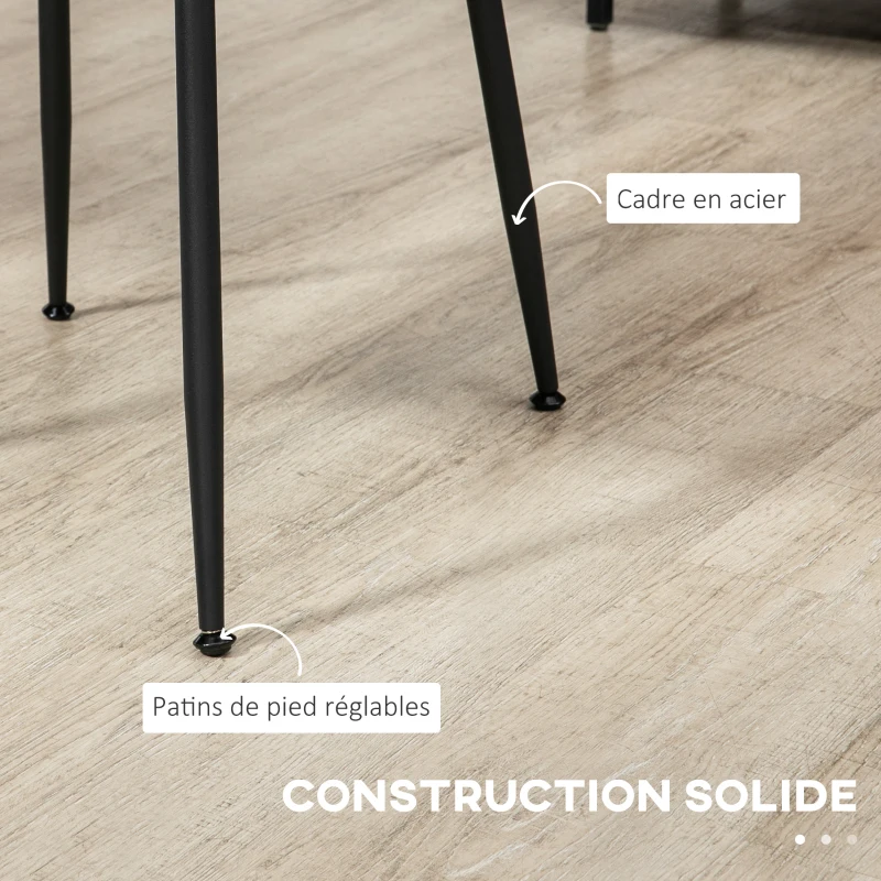 HOMCOM Lot de 4 chaises de salle à manger en velours avec dossier assise rembourrée et pieds en acier vert noir