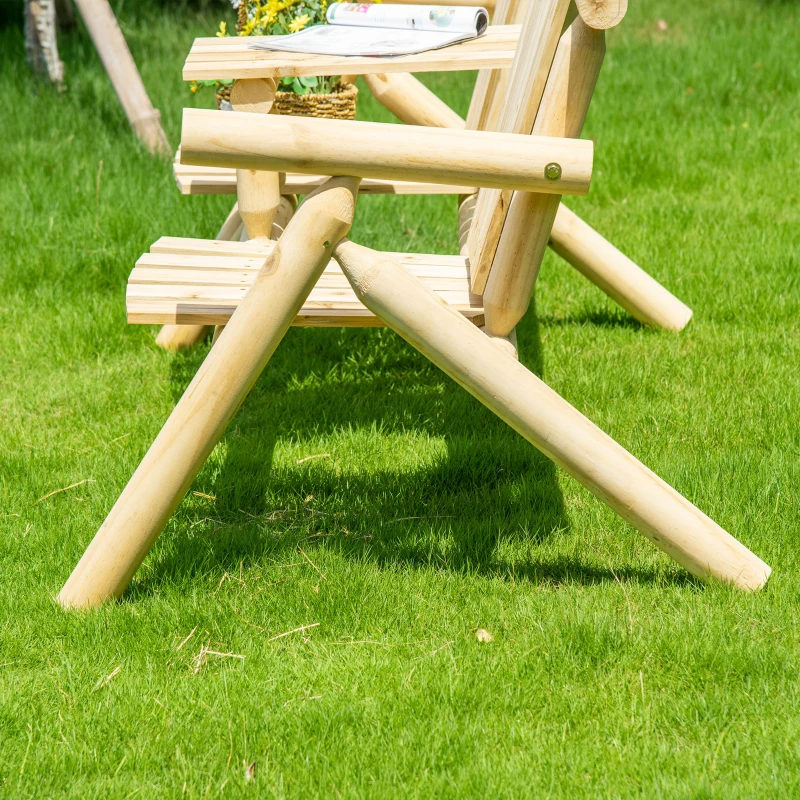 Outsunny Tuinbankcombinatie voor 2 personen, met geïntegreerde tafel, natuurlijk hout, 157 x 88 x 103 cm