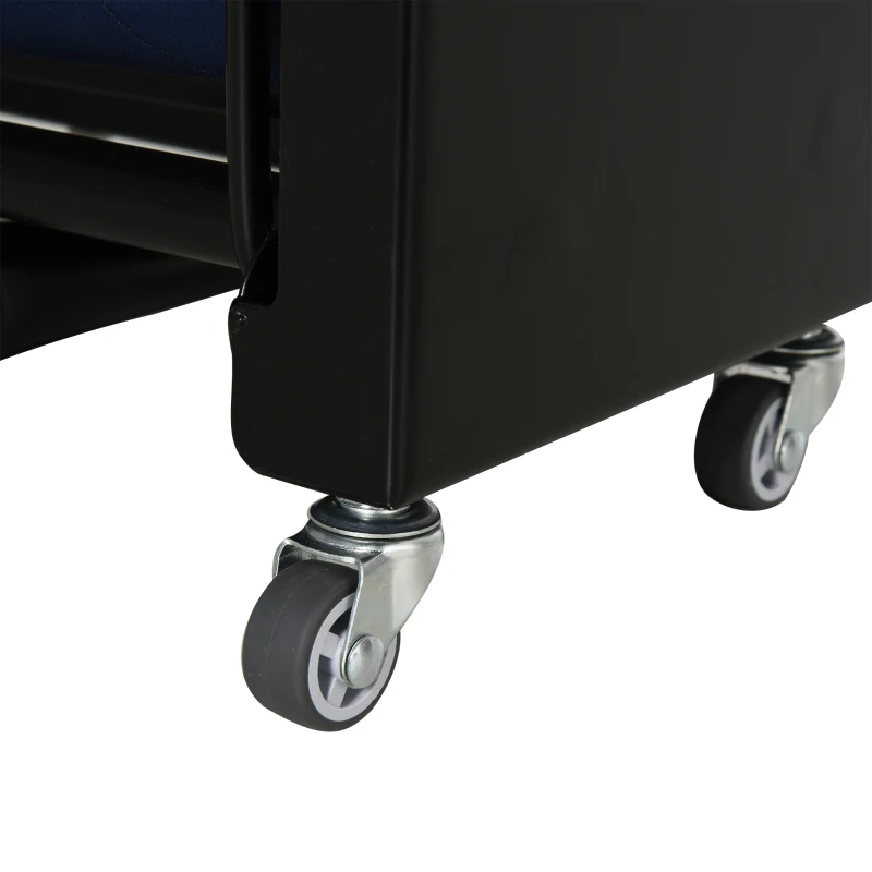 HOMCOM Brandina Pieghevole, Letto Singolo con Materasso Imbottito e Schienale Regolabile su 5 Livelli, Blu, 184x65x26cm