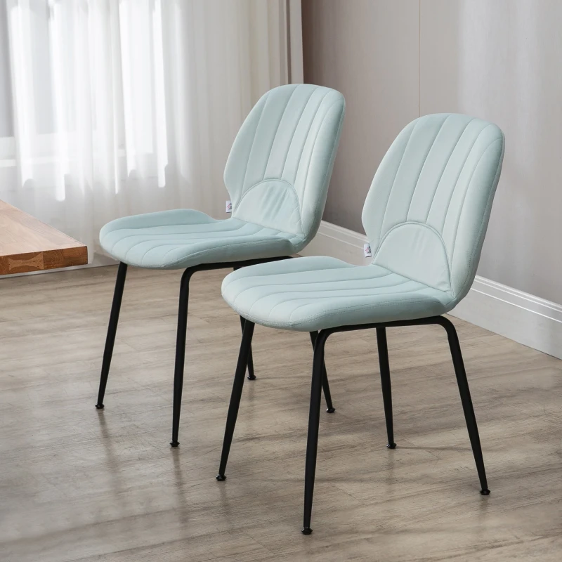 HOMCOM Lot de 4 chaises de salle à manger en velours avec dossier assise rembourrée et pieds en acier vert noir