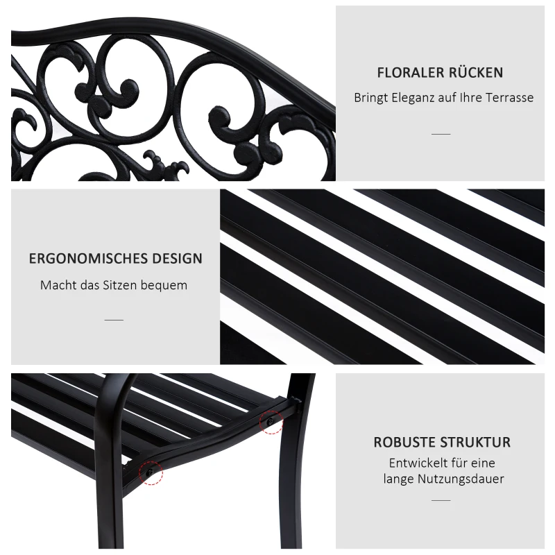 Outsunny ławka ogrodowa 3 osobowa 127 cm x 60 cm x 89 cm