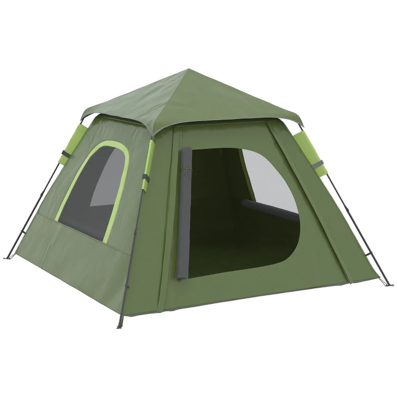 Outsunny Tenda de Campismo para 2-3 Pessoas Impermeável PU2000 mm Proteção UV50+ com Bolsa de Transporte 210x210x150 cm Verde