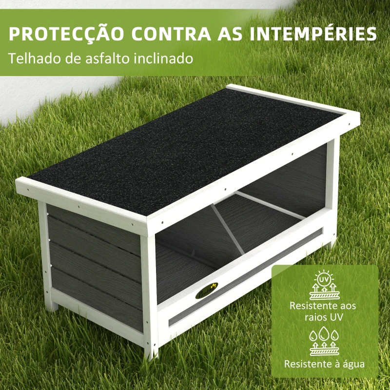 PawHut Ninho para Galinhas de Madeira Caixa para 2 Galinhas com Telhado Asfáltico para Interior e Exterior 66x37x34 cm Cinza